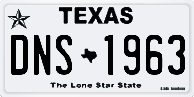 TX license plate DNS1963