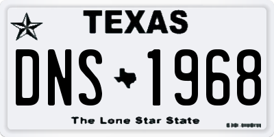 TX license plate DNS1968