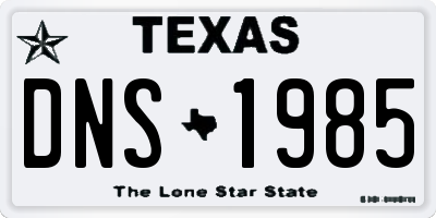 TX license plate DNS1985