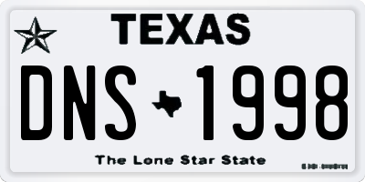 TX license plate DNS1998