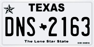 TX license plate DNS2163