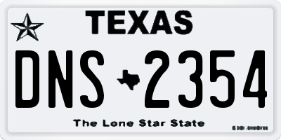 TX license plate DNS2354
