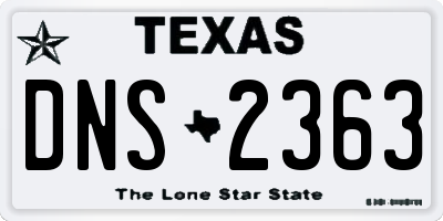 TX license plate DNS2363