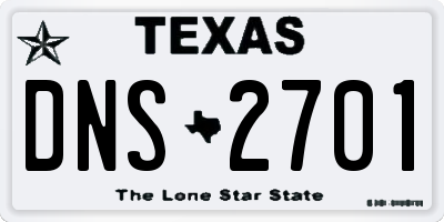 TX license plate DNS2701
