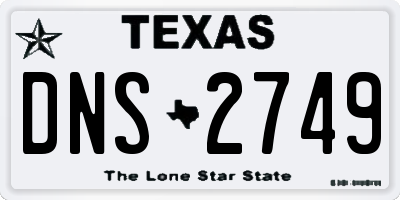TX license plate DNS2749