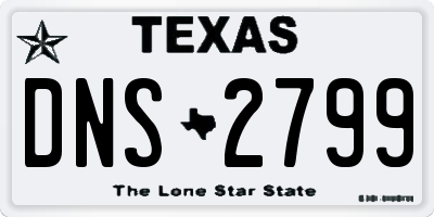 TX license plate DNS2799
