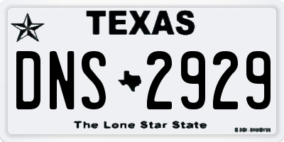 TX license plate DNS2929