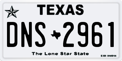 TX license plate DNS2961