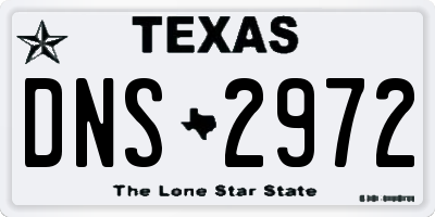 TX license plate DNS2972