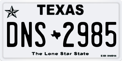 TX license plate DNS2985