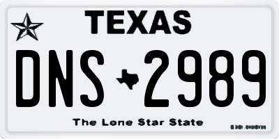 TX license plate DNS2989