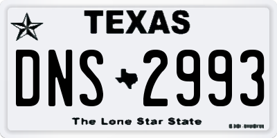 TX license plate DNS2993