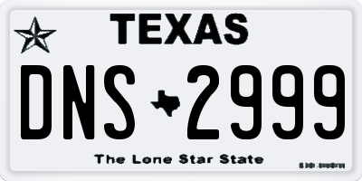 TX license plate DNS2999