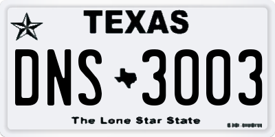 TX license plate DNS3003