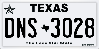 TX license plate DNS3028
