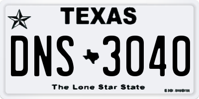 TX license plate DNS3040