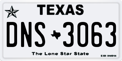 TX license plate DNS3063