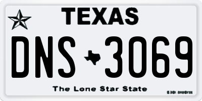 TX license plate DNS3069