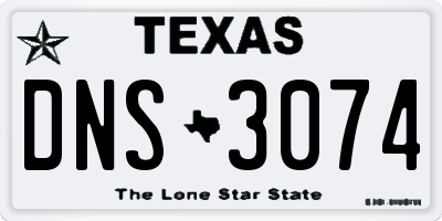 TX license plate DNS3074