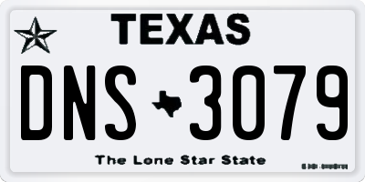 TX license plate DNS3079