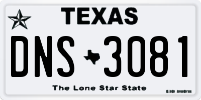 TX license plate DNS3081