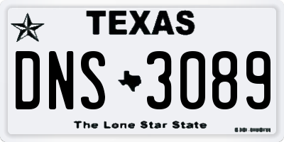 TX license plate DNS3089
