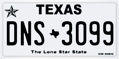 TX license plate DNS3099