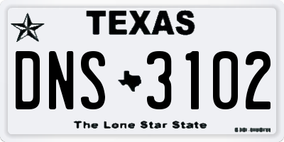 TX license plate DNS3102