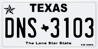 TX license plate DNS3103