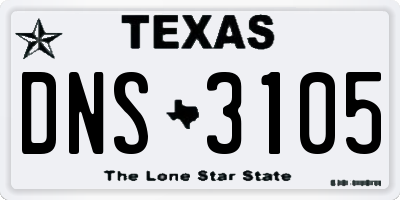 TX license plate DNS3105