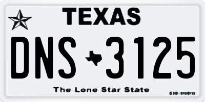TX license plate DNS3125