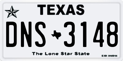 TX license plate DNS3148