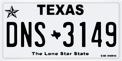 TX license plate DNS3149