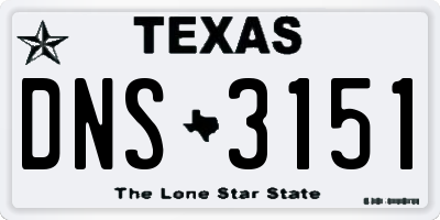 TX license plate DNS3151