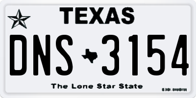 TX license plate DNS3154