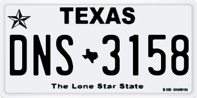 TX license plate DNS3158