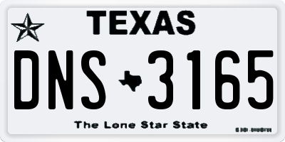 TX license plate DNS3165