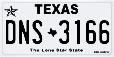 TX license plate DNS3166