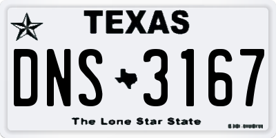 TX license plate DNS3167