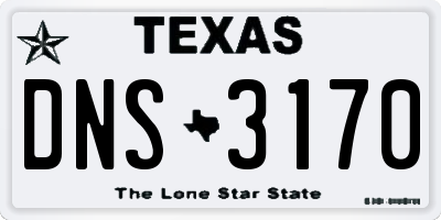 TX license plate DNS3170
