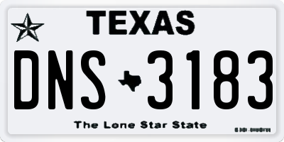 TX license plate DNS3183