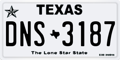 TX license plate DNS3187