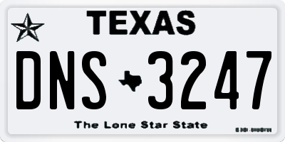 TX license plate DNS3247