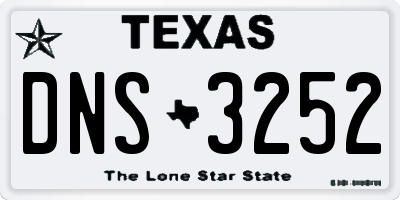TX license plate DNS3252
