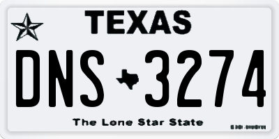 TX license plate DNS3274