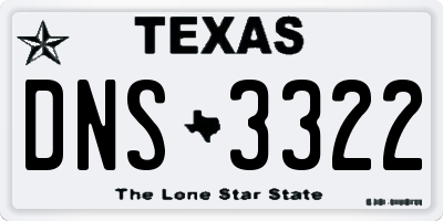TX license plate DNS3322