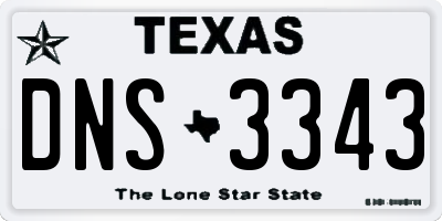 TX license plate DNS3343