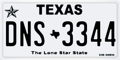 TX license plate DNS3344