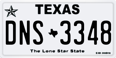 TX license plate DNS3348