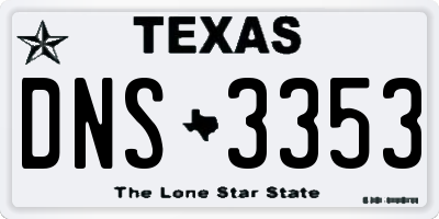 TX license plate DNS3353